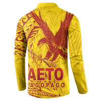 Samoa Pago Pago Aeto Button Sweatshirt Wingstyle Red-Gold Color - Polynesian Pride