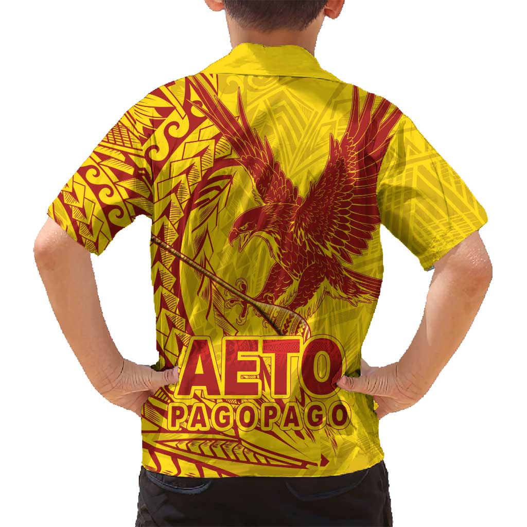 Samoa Pago Pago Aeto Family Matching Summer Maxi Dress and Hawaiian Shirt Wingstyle Red-Gold Color - Polynesian Pride