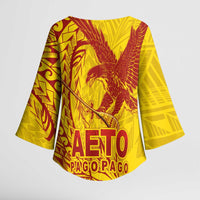 Samoa Pago Pago Aeto Kimono Sleeve Blouse Wingstyle Red-Gold Color - Polynesian Pride