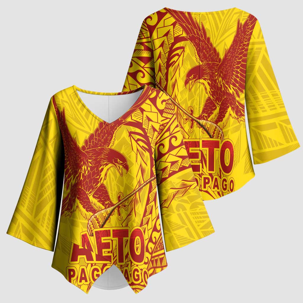 Samoa Pago Pago Aeto Kimono Sleeve Blouse Wingstyle Red-Gold Color - Polynesian Pride