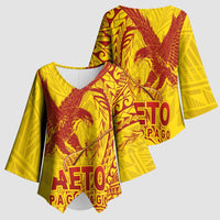 Samoa Pago Pago Aeto Kimono Sleeve Blouse Wingstyle Red-Gold Color - Polynesian Pride