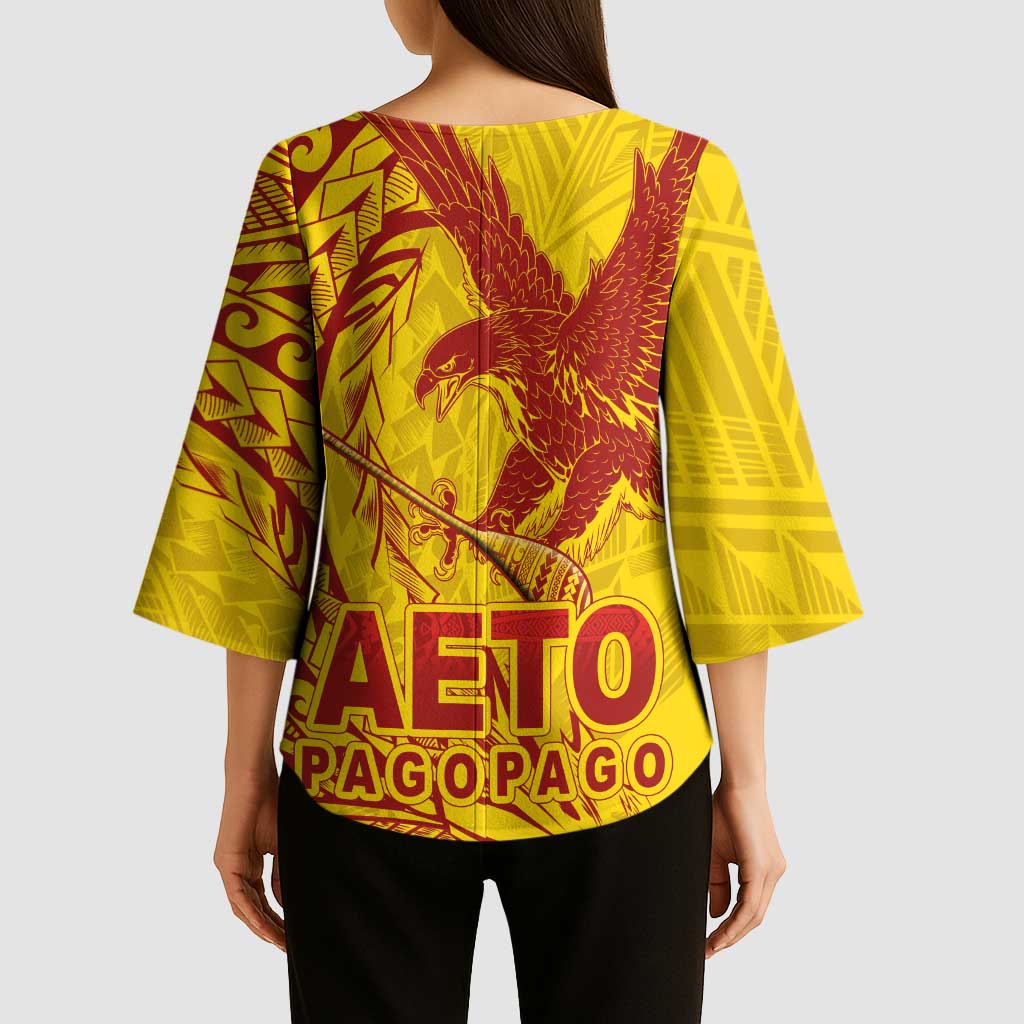Samoa Pago Pago Aeto Kimono Sleeve Blouse Wingstyle Red-Gold Color - Polynesian Pride