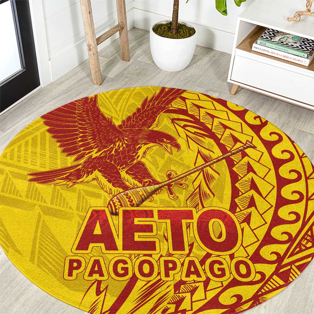 Samoa Pago Pago Aeto Round Carpet Wingstyle Red-Gold Color - Polynesian Pride