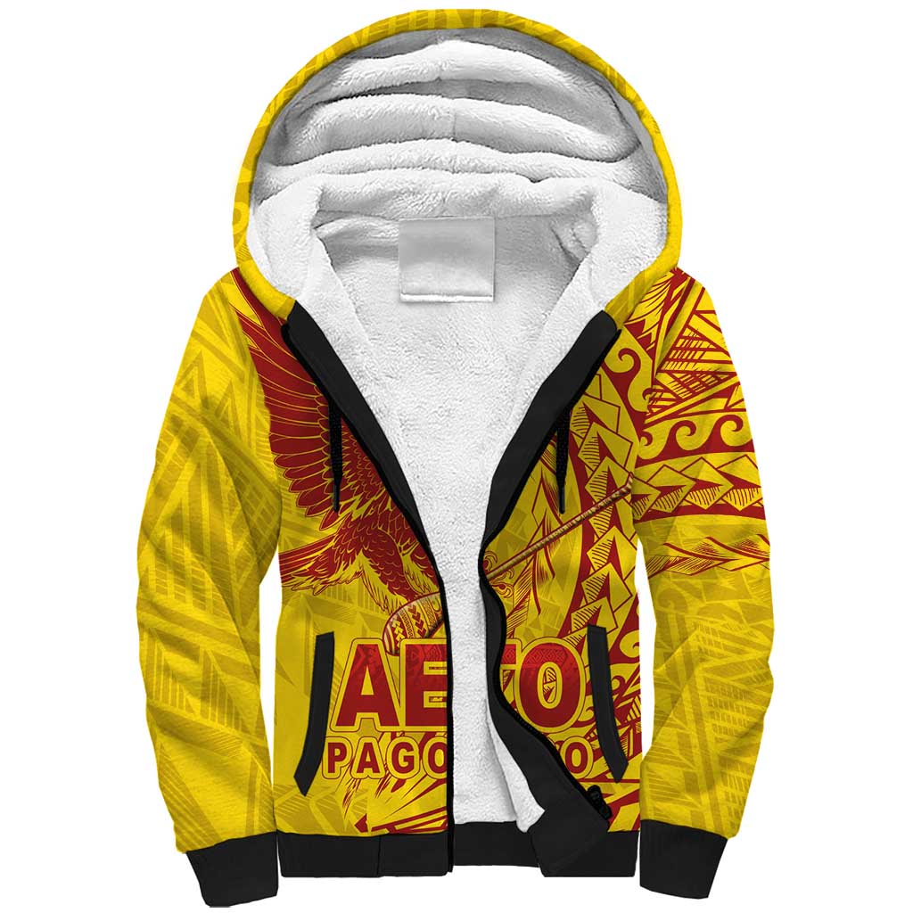 Samoa Pago Pago Aeto Sherpa Hoodie Wingstyle Red-Gold Color - Polynesian Pride