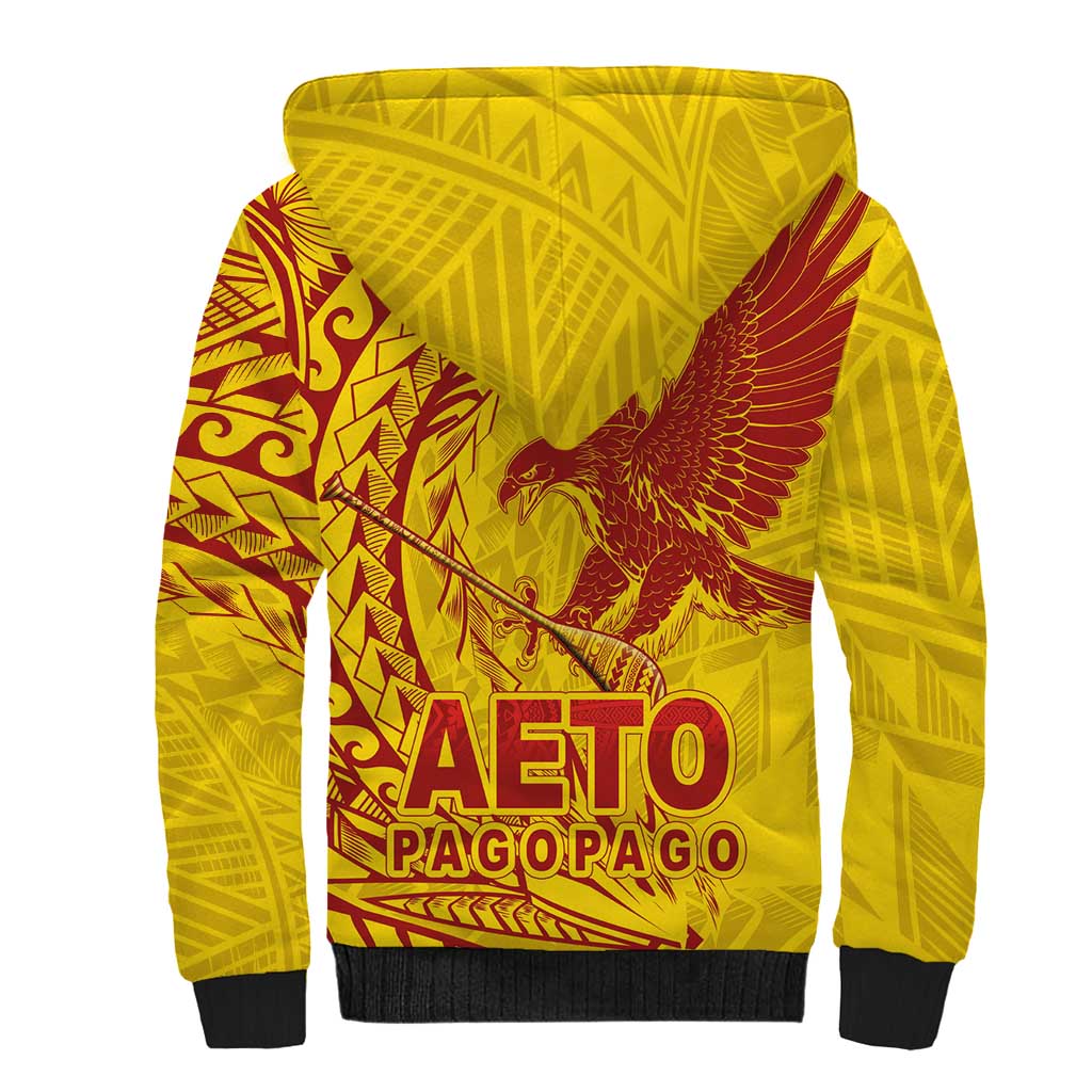 American Samoa Pago Pago Aeto Sherpa Hoodie Wingstyle Red-Gold Color LT03 - Polynesian Pride