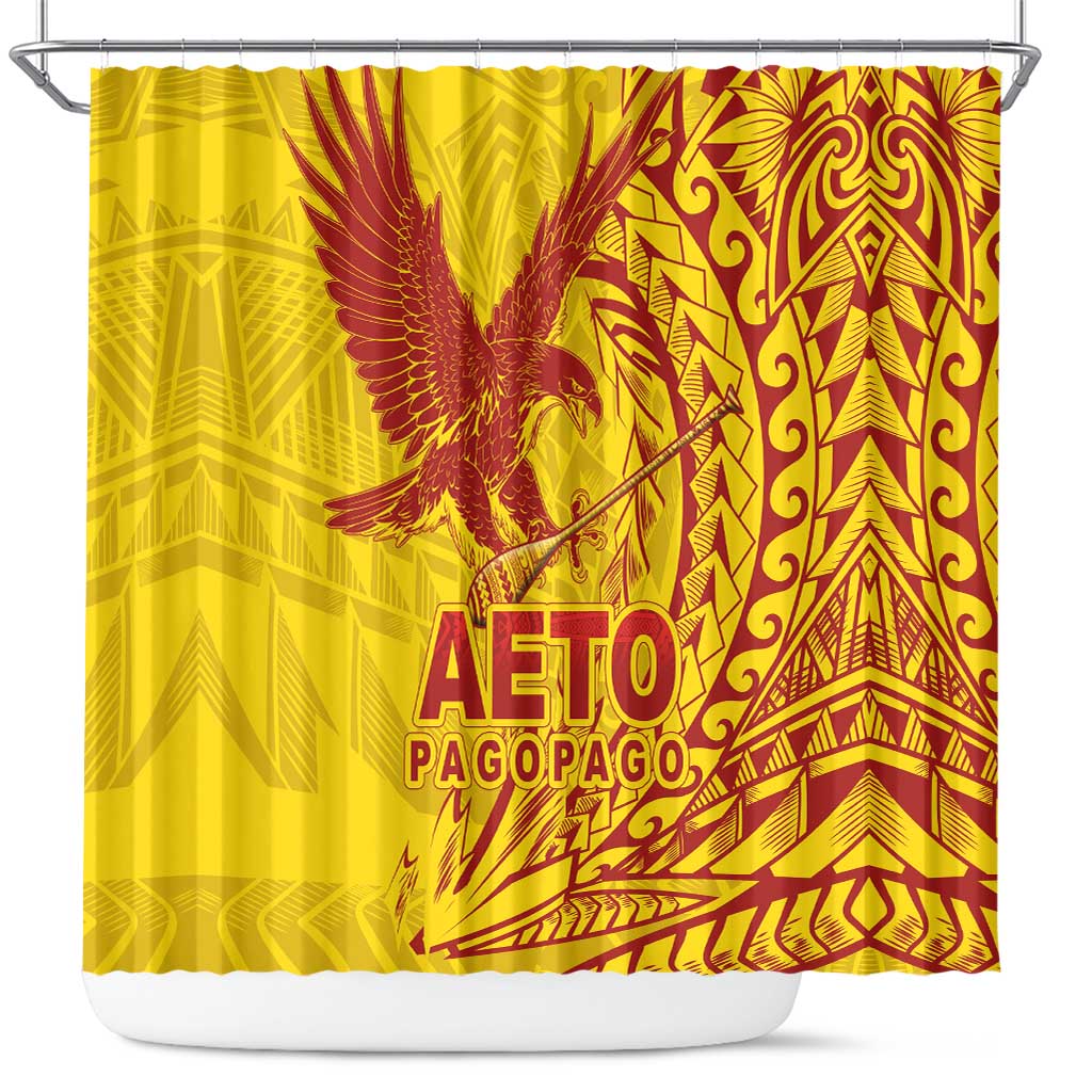 Samoa Pago Pago Aeto Shower Curtain Wingstyle Red-Gold Color - Polynesian Pride