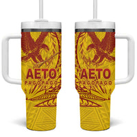 Samoa Pago Pago Aeto Tumbler With Handle Wingstyle Red-Gold Color - Polynesian Pride