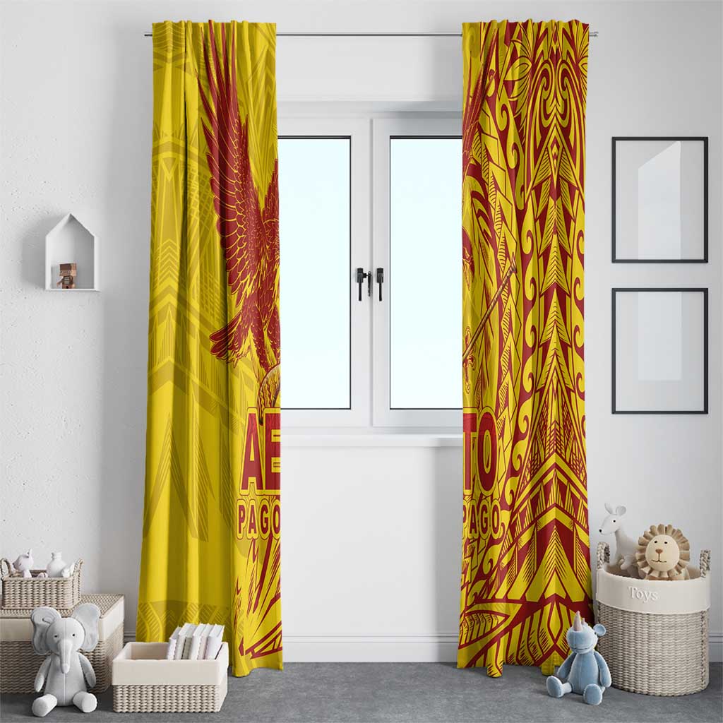 Samoa Pago Pago Aeto Window Curtain Wingstyle Red-Gold Color - Polynesian Pride