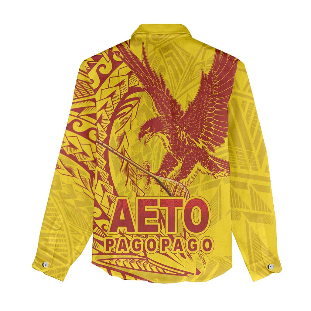 Samoa Pago Pago Aeto Women Casual Shirt Wingstyle Red-Gold Color - Polynesian Pride