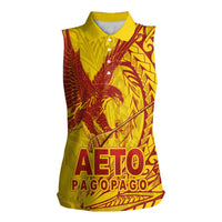 American Samoa Pago Pago Aeto Women Sleeveless Polo Shirt Wingstyle Red-Gold Color LT03 Female Yellow - Polynesian Pride