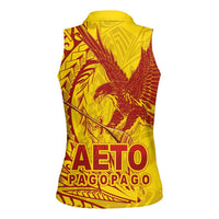 American Samoa Pago Pago Aeto Women Sleeveless Polo Shirt Wingstyle Red-Gold Color LT03 - Polynesian Pride
