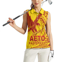 American Samoa Pago Pago Aeto Women Sleeveless Polo Shirt Wingstyle Red-Gold Color LT03 - Polynesian Pride