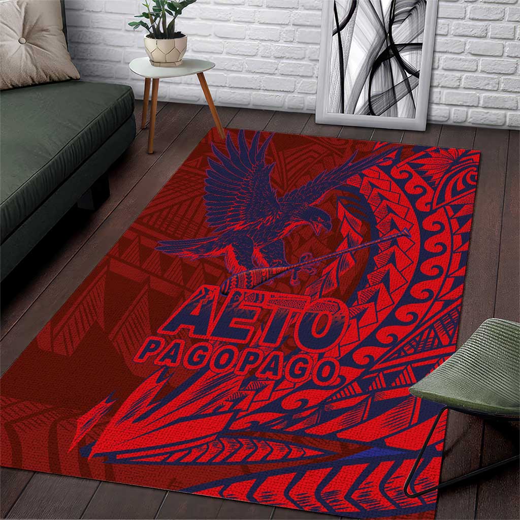 Samoa Pago Pago Aeto Area Rug Wingstyle Red-Blue Color - Polynesian Pride