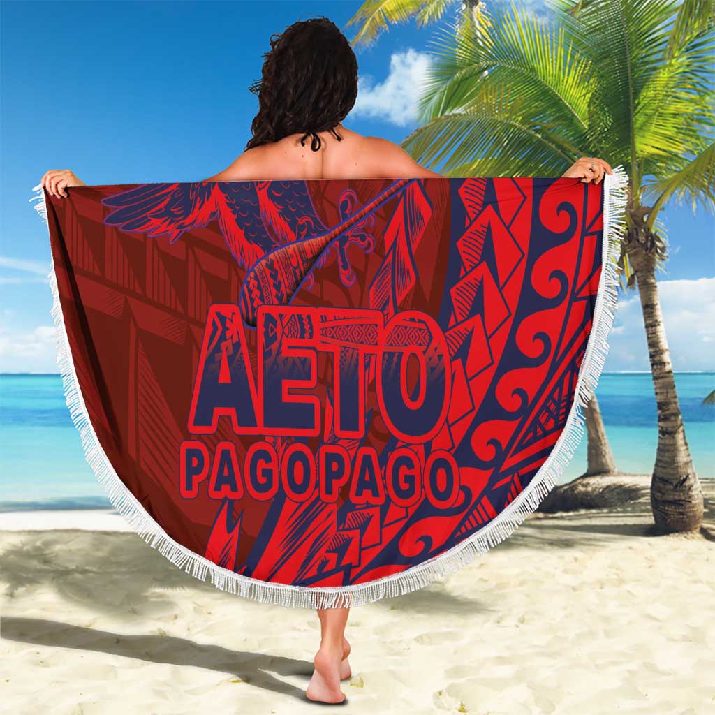Samoa Pago Pago Aeto Beach Blanket Wingstyle Red-Blue Color - Polynesian Pride