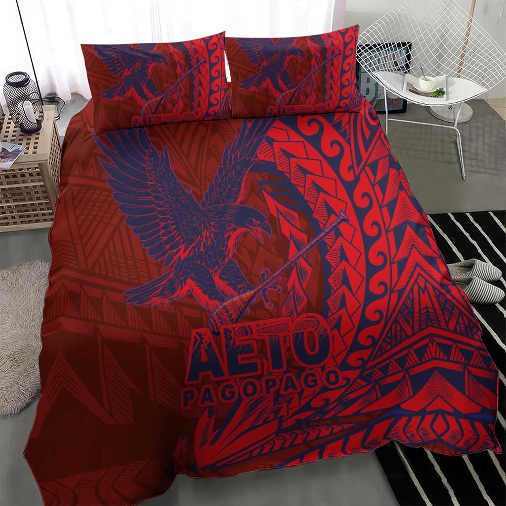 Samoa Pago Pago Aeto Bedding Set Wingstyle Red-Blue Color - Polynesian Pride