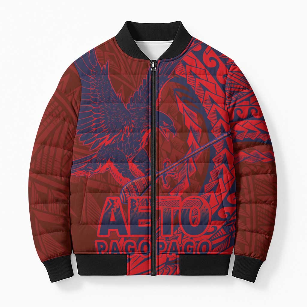 Samoa Pago Pago Aeto Bomber Puffer Jacket Wingstyle Red-Blue Color - Polynesian Pride