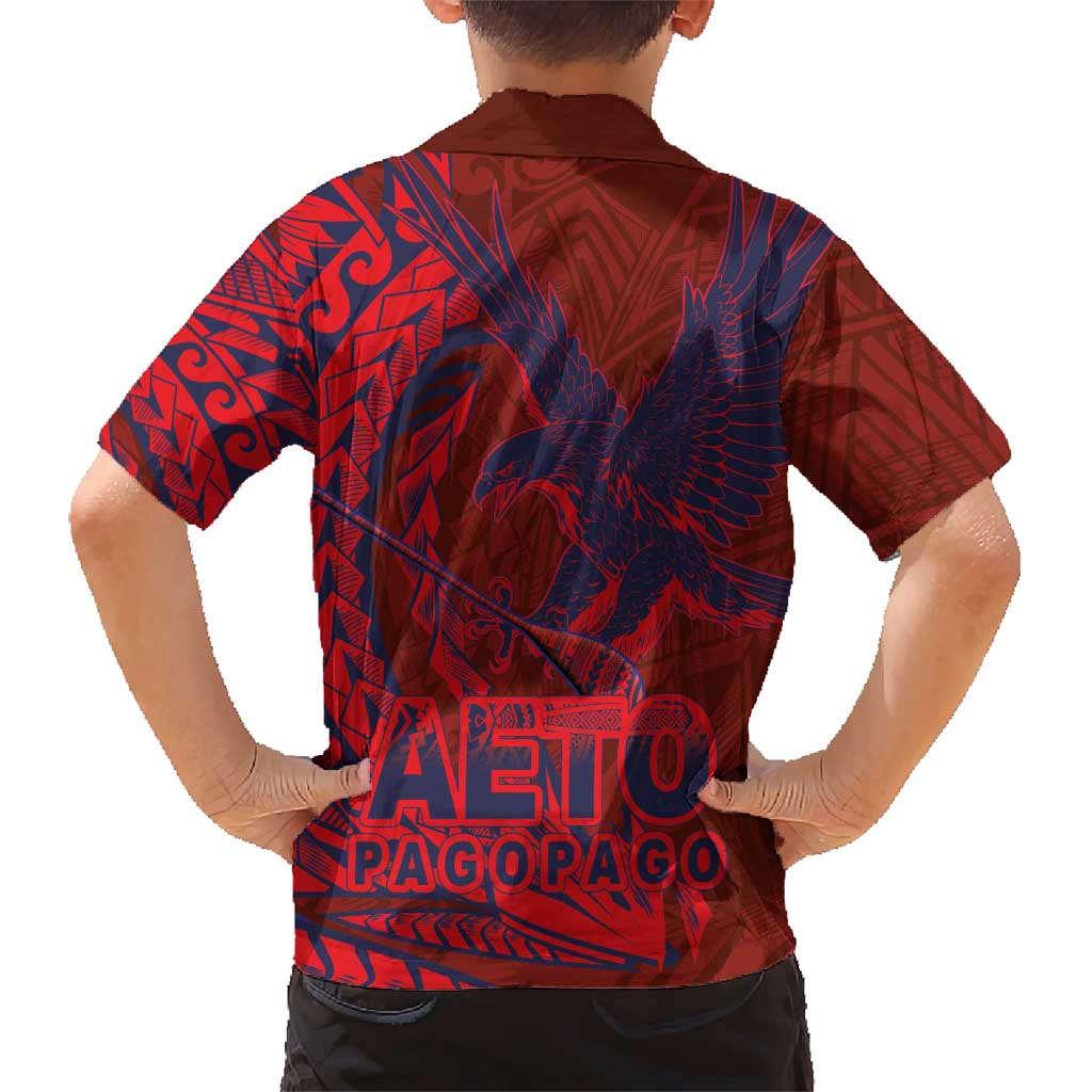 Samoa Pago Pago Aeto Kid Hawaiian Shirt Wingstyle Red-Blue Color - Polynesian Pride