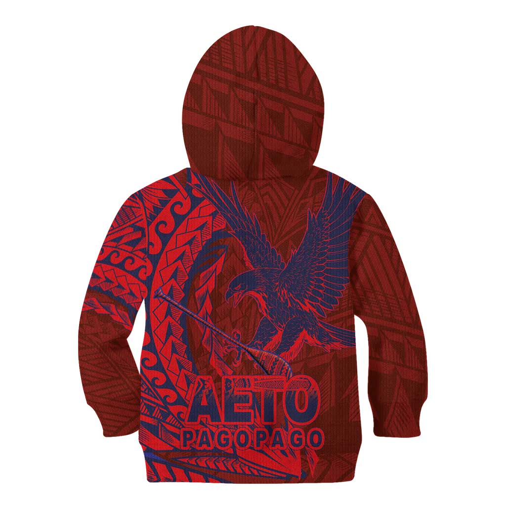Samoa Pago Pago Aeto Kid Hoodie Wingstyle Red-Blue Color - Polynesian Pride