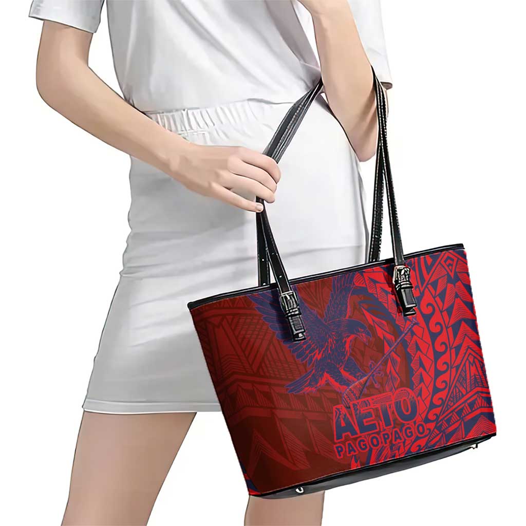 Samoa Pago Pago Aeto Leather Tote Bag Wingstyle Red-Blue Color - Polynesian Pride