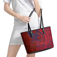 Samoa Pago Pago Aeto Leather Tote Bag Wingstyle Red-Blue Color - Polynesian Pride