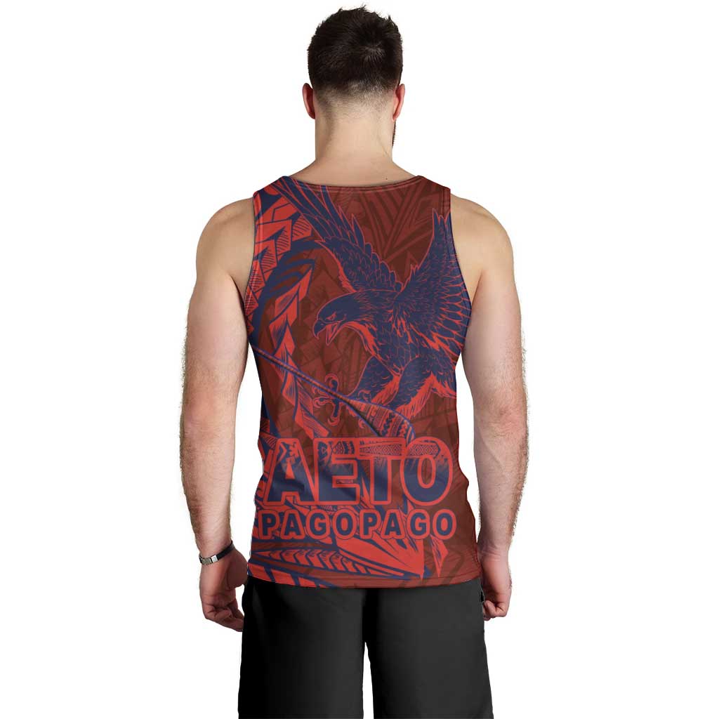 Samoa Pago Pago Aeto Men Tank Top Wingstyle Red-Blue Color - Polynesian Pride