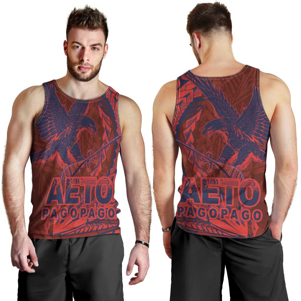 Samoa Pago Pago Aeto Men Tank Top Wingstyle Red-Blue Color - Polynesian Pride
