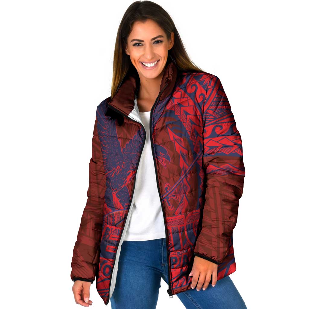 Samoa Pago Pago Aeto Padded Jacket Wingstyle Red-Blue Color - Polynesian Pride