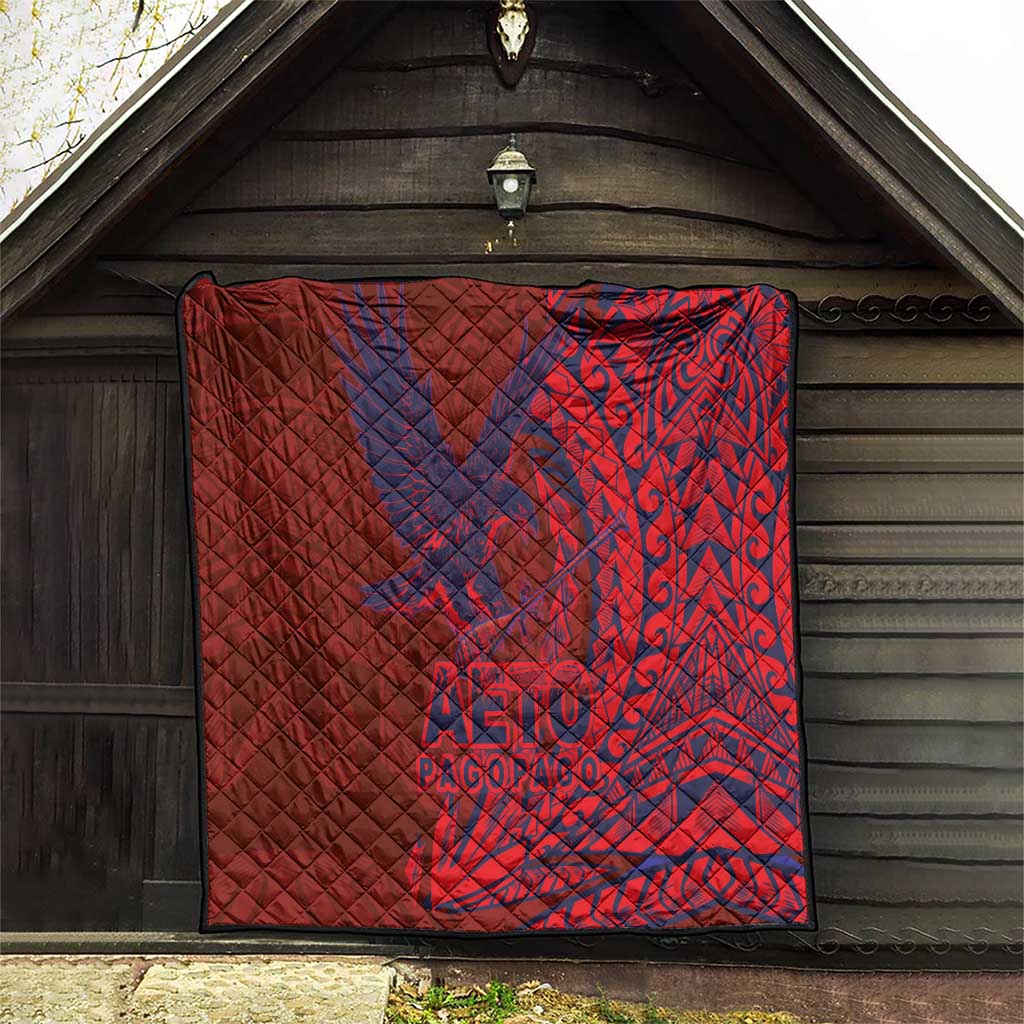 Samoa Pago Pago Aeto Quilt Wingstyle Red-Blue Color - Polynesian Pride