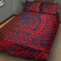 Samoa Pago Pago Aeto Quilt Bed Set Wingstyle Red-Blue Color - Polynesian Pride