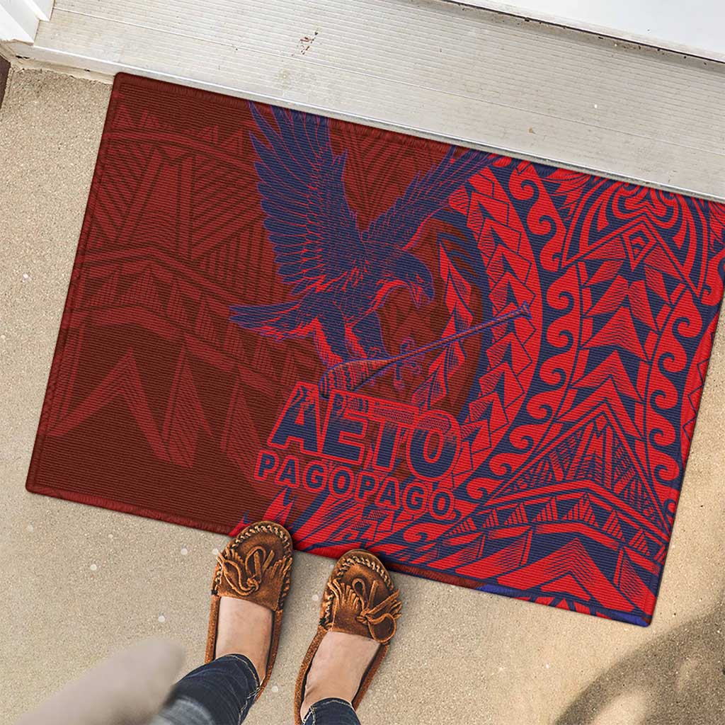 Samoa Pago Pago Aeto Rubber Doormat Wingstyle Red-Blue Color - Polynesian Pride