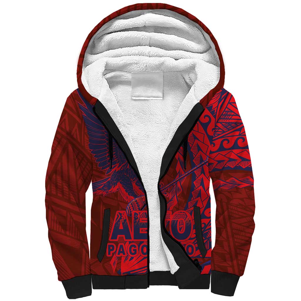 American Samoa Pago Pago Aeto Sherpa Hoodie Wingstyle Red-Blue Color LT03 Unisex Red - Polynesian Pride