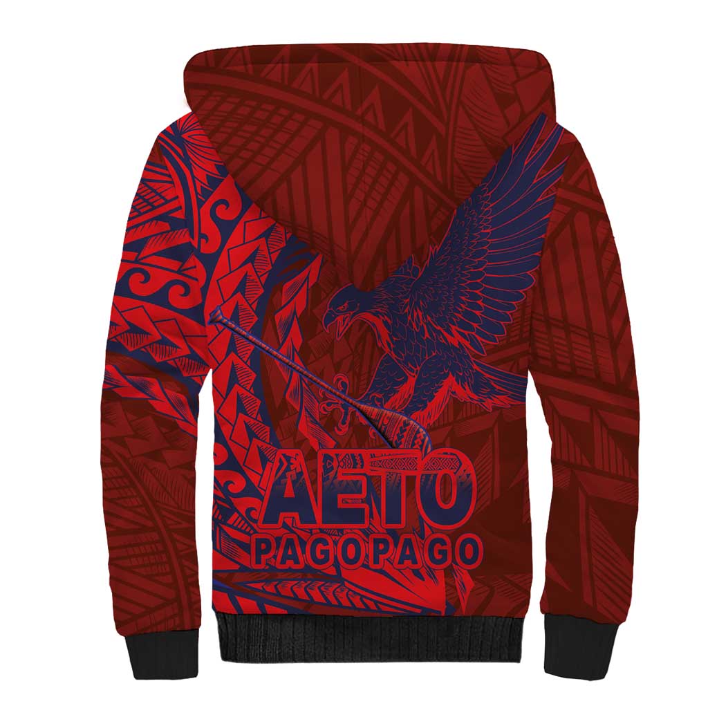 American Samoa Pago Pago Aeto Sherpa Hoodie Wingstyle Red-Blue Color LT03 - Polynesian Pride