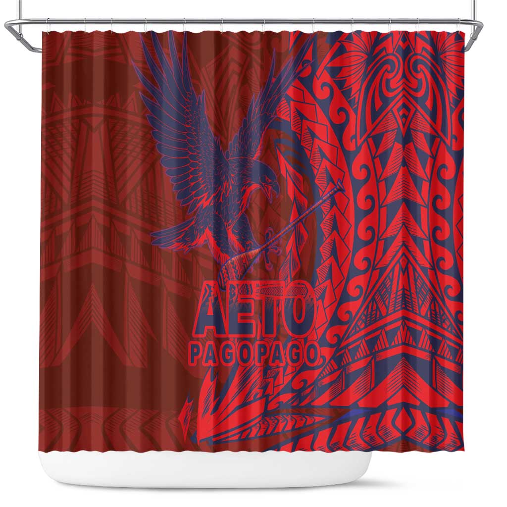 Samoa Pago Pago Aeto Shower Curtain Wingstyle Red-Blue Color - Polynesian Pride