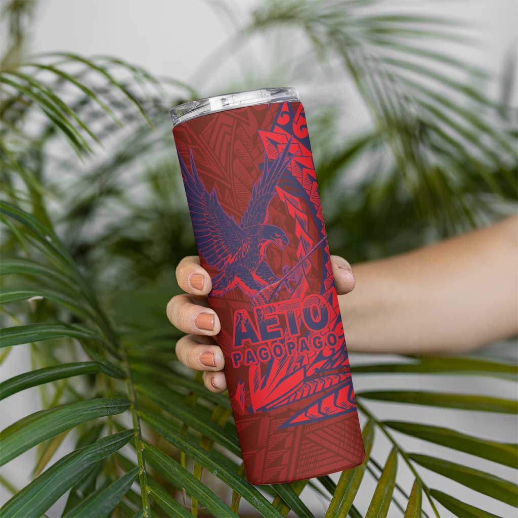 Samoa Pago Pago Aeto Skinny Tumbler Wingstyle Red-Blue Color - Polynesian Pride