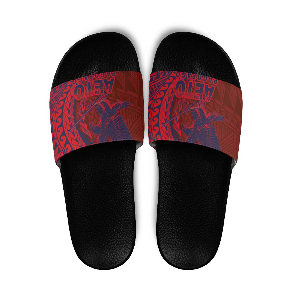 Samoa Pago Pago Aeto Slide Sandals Wingstyle Red-Blue Color - Polynesian Pride