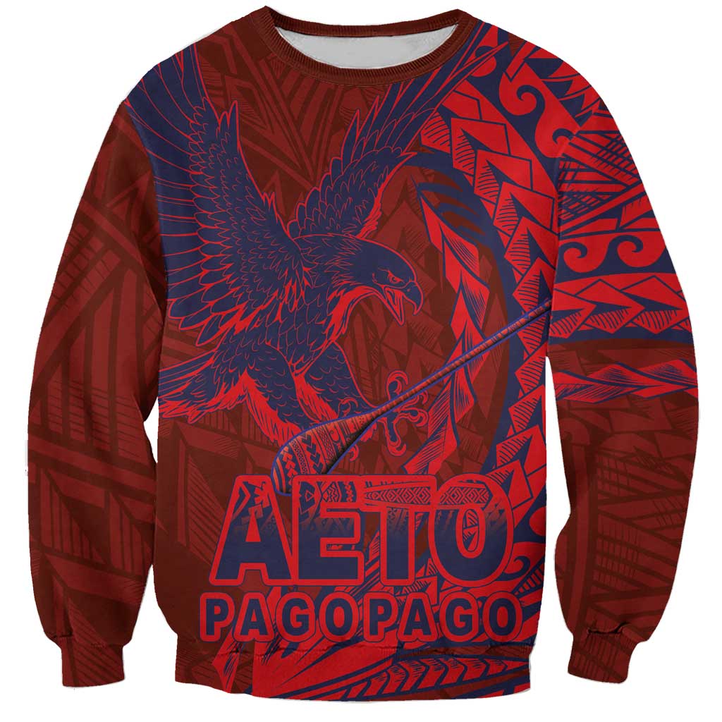 Samoa Pago Pago Aeto Sweatshirt Wingstyle Red-Blue Color - Polynesian Pride
