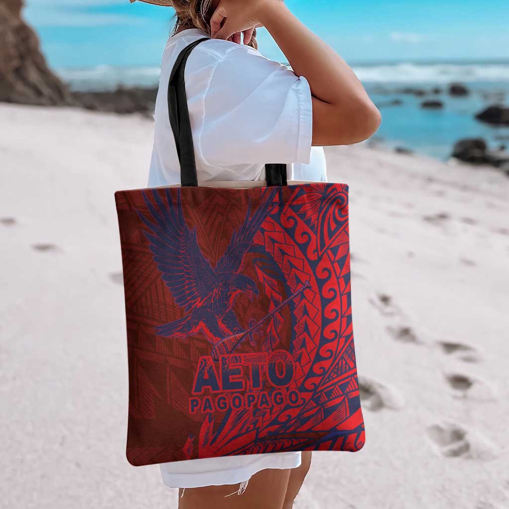 Samoa Pago Pago Aeto Tote Bag Wingstyle Red-Blue Color - Polynesian Pride