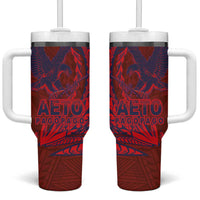 Samoa Pago Pago Aeto Tumbler With Handle Wingstyle Red-Blue Color - Polynesian Pride
