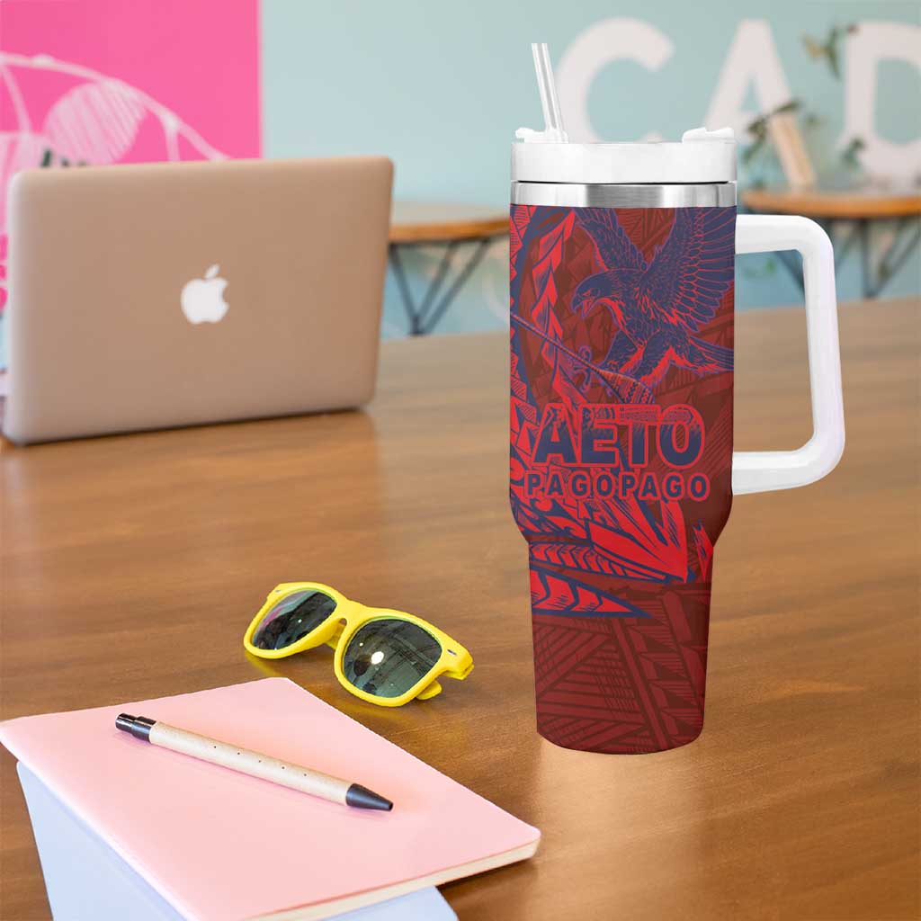 Samoa Pago Pago Aeto Tumbler With Handle Wingstyle Red-Blue Color - Polynesian Pride