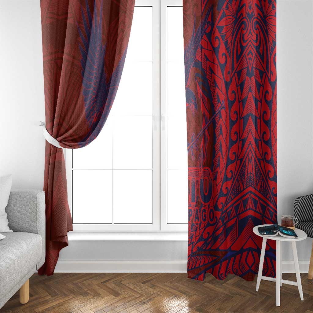 Samoa Pago Pago Aeto Window Curtain Wingstyle Red-Blue Color - Polynesian Pride