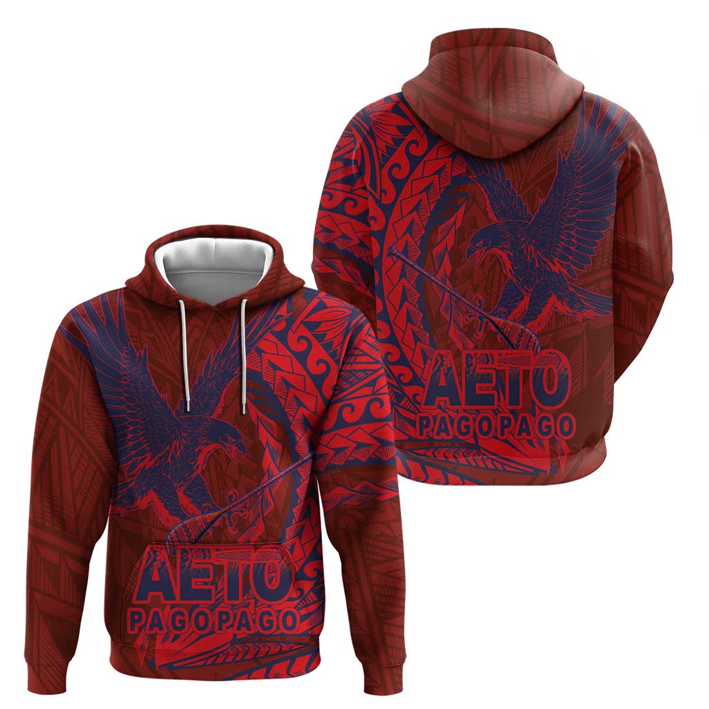 Samoa Pago Pago Aeto Zip Hoodie Wingstyle Red-Blue Color - Polynesian Pride