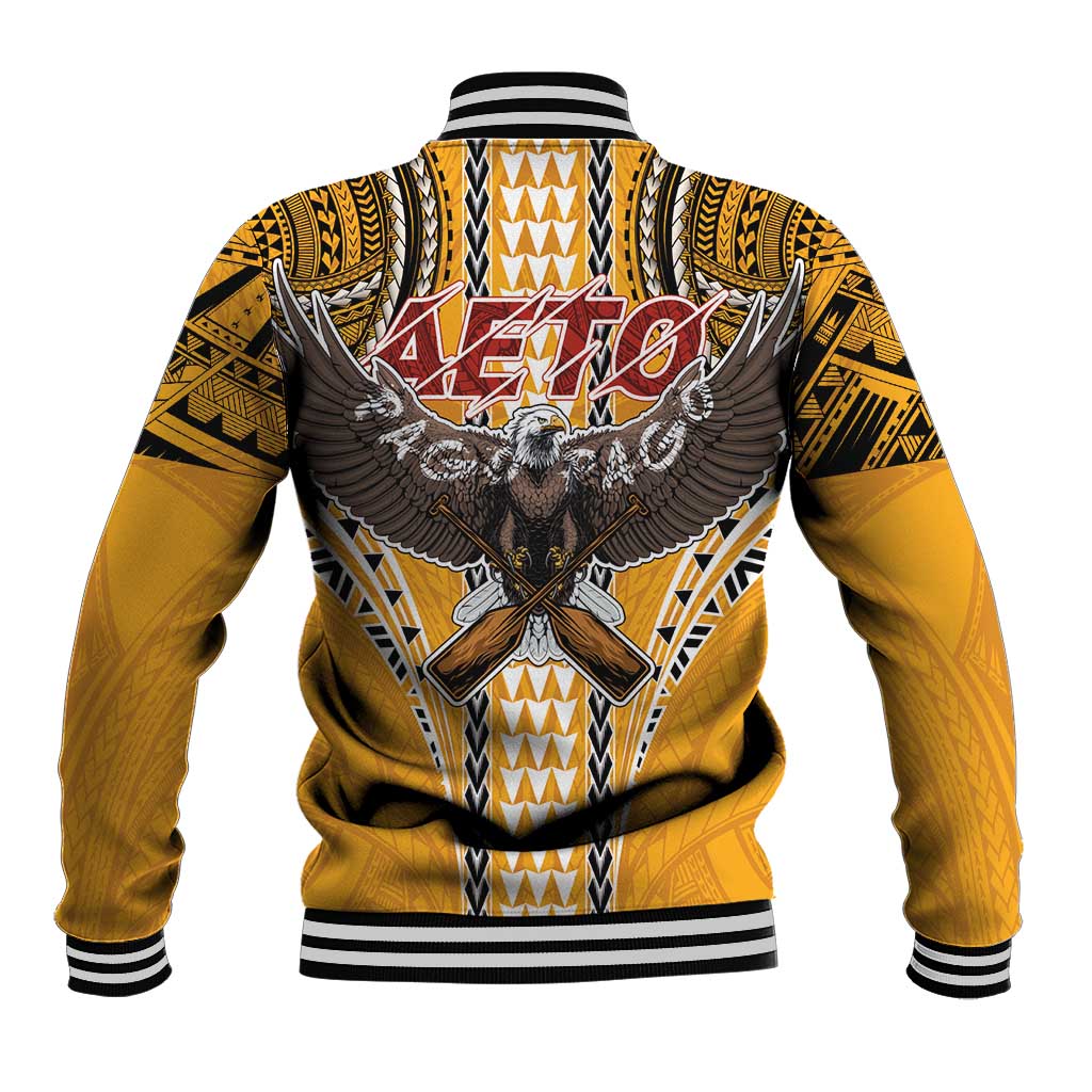 Samoa Pago Pago Aeto Baseball Jacket Bald Eagle with Polynesian Art Tattoos - Polynesian Pride