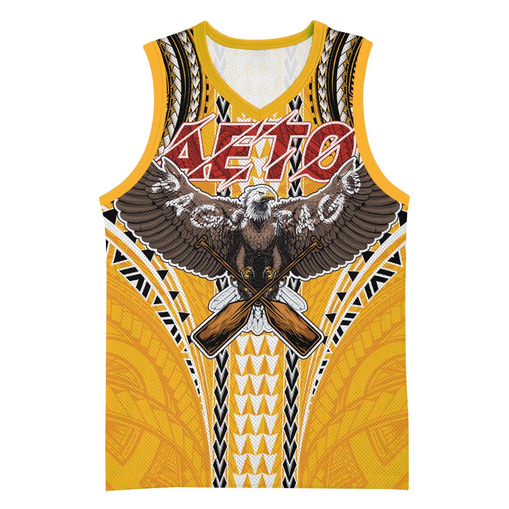 Samoa Pago Pago Aeto Basketball Jersey Bald Eagle with Polynesian Art Tattoos - Polynesian Pride