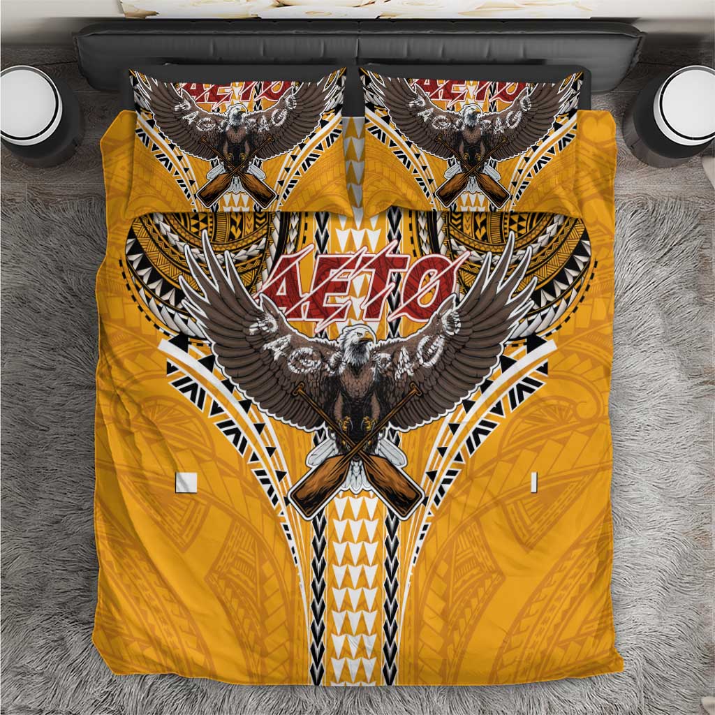 Samoa Pago Pago Aeto Bedding Set Bald Eagle with Polynesian Art Tattoos - Polynesian Pride