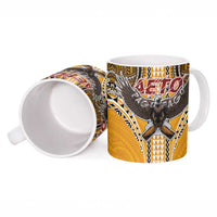 Samoa Pago Pago Aeto Ceramic Mug Bald Eagle with Polynesian Art Tattoos - Polynesian Pride