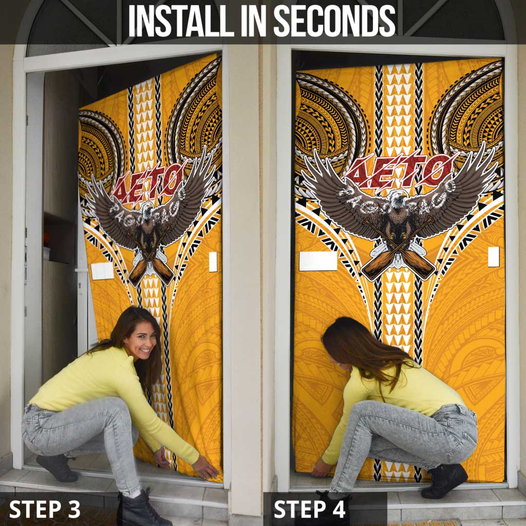 Samoa Pago Pago Aeto Door Cover Bald Eagle with Polynesian Art Tattoos - Polynesian Pride