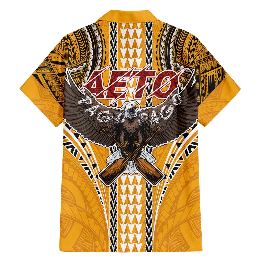 Samoa Pago Pago Aeto Family Matching Long Sleeve Bodycon Dress and Hawaiian Shirt Bald Eagle with Polynesian Art Tattoos - Polynesian Pride