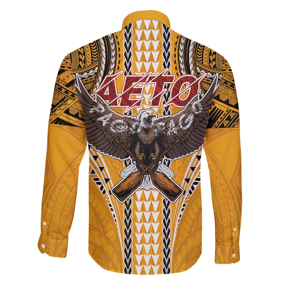 Samoa Pago Pago Aeto Family Matching Off The Shoulder Long Sleeve Dress and Hawaiian Shirt Bald Eagle with Polynesian Art Tattoos - Polynesian Pride