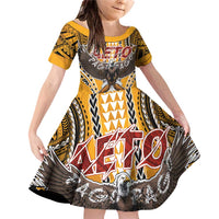 Samoa Pago Pago Aeto Family Matching Off Shoulder Short Dress and Hawaiian Shirt Bald Eagle with Polynesian Art Tattoos - Polynesian Pride