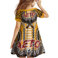 Samoa Pago Pago Aeto Family Matching Off Shoulder Short Dress and Hawaiian Shirt Bald Eagle with Polynesian Art Tattoos - Polynesian Pride